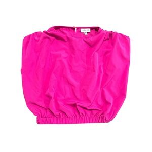 Willow Root Pink Puff Sleeve Cropped Top Satin Womens XS